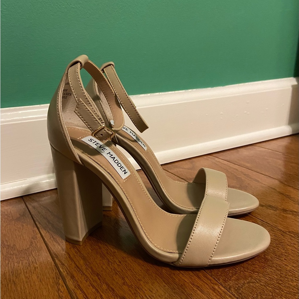 Steve Madden Beige Block Heel Sandals